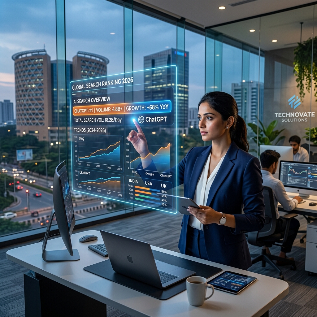 AEO Consultant analyzing ChatGPT and Gemini ranking metrics in Hyderabad dashboard