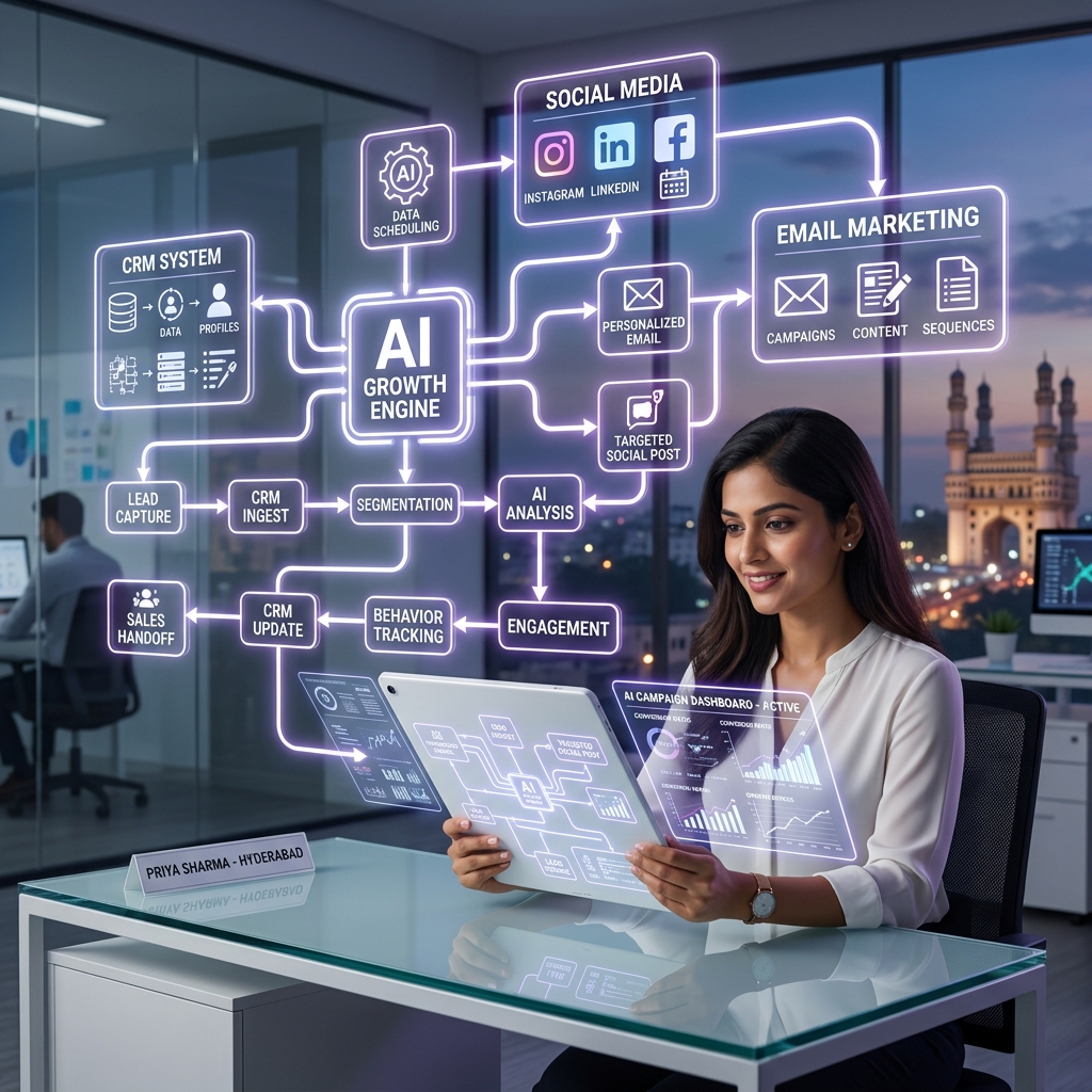 AI marketing automation workflows connecting email CRM and digital channels