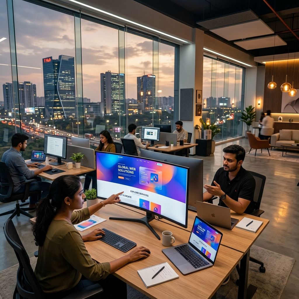 Best web design company in Hyderabad — Cletto team collaborating in modern office